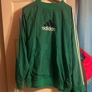 Adidas Forest Green Windbreaker with White Accents